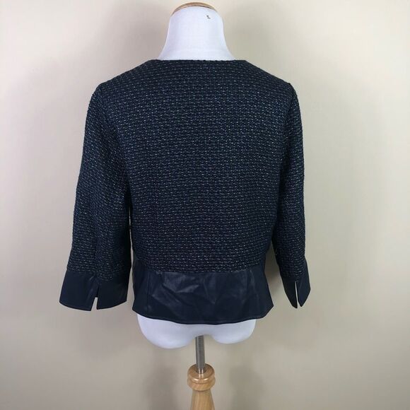 Chico's Dark Blue Tweed Jacket Blazer Size 1 - Picture 6 of 7